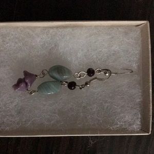 Handcrafted silver tone long earrings
